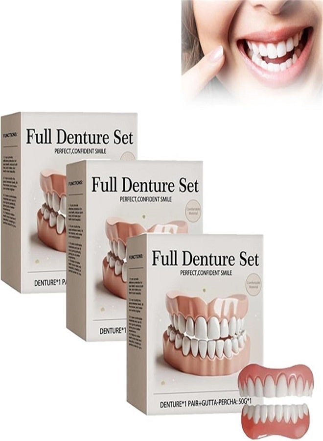 Oral Full Denture Set, Silicone Reline Denture Set, Upper And Lower Dentures With Gutta-Percha, Denture Silicone Reline Kit For Men & Women (1Pair) - Image 5