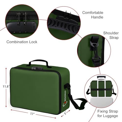 ROLOWAY Fireproof Document Bag with Lock (17 x 11.8 x 5 inch), Important Document Storage Bag with Multi-Layer File Organizers (Green) - Image 5