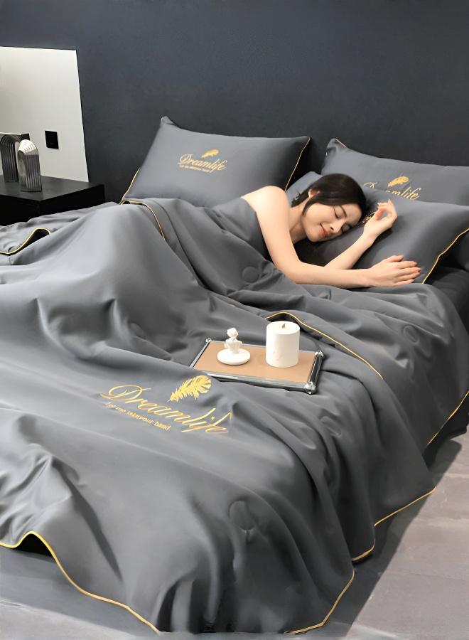 Luxurious 4-Piece Washable Summer Bedding Set with Lace Trim & Temperature Control - Image 5