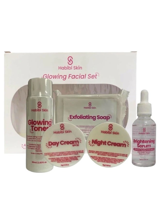 Habibi Skin Complete Brightening Kit – Exfoliating, Hydrating, and Nourishing Facial Care System Enhance your beauty routine with a complete skincare solution that supports healthy-looking skin. Featuring essential products for cleansing, toning, moisturizing, and brightening, this set promotes improved softness, hydration, and radiance for a naturally refreshed appearance. - Image 2