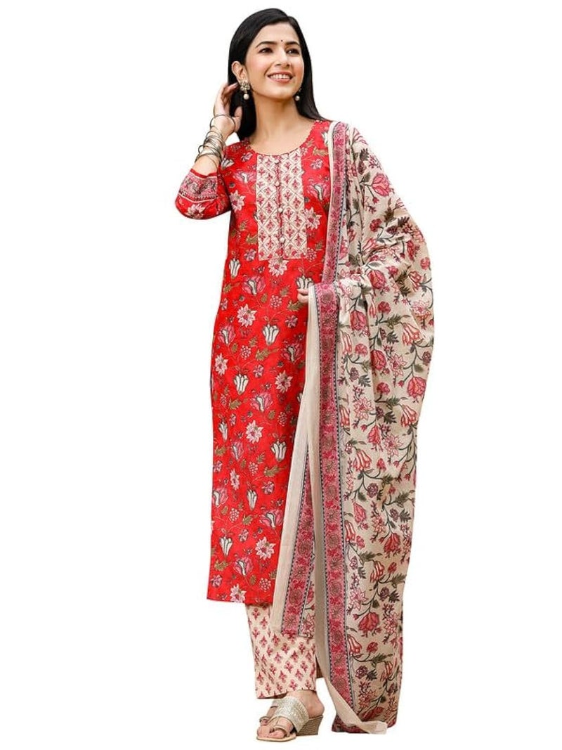 Vaamsi Women's Rayon Blend Printed Kurta Pant Dupatta Set (VKSKD1235_S) - Image 1