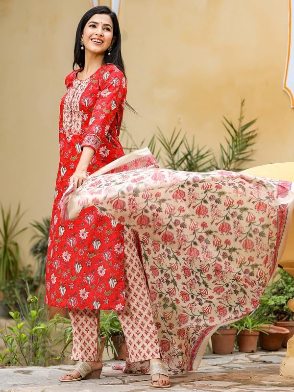 Vaamsi Women's Rayon Blend Printed Kurta Pant Dupatta Set (VKSKD1235_S) - Image 5