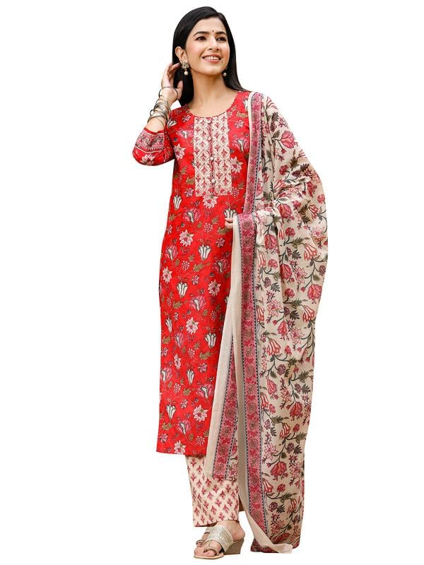 Vaamsi Women's Rayon Blend Printed Kurta Pant Dupatta Set (VKSKD1235_S) - Image 2