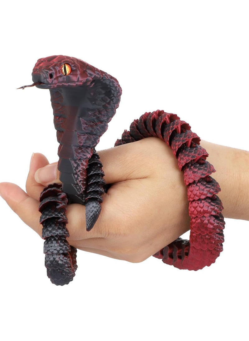 19 inch 3D Printed Snake Egg, 3D Printed Fidget Animals,3D Snake Flexible Joints Home Decor Executive Desk Toys,Home Office Decor Executive Desk Toys for Autism/ADHD (Black Red+Egg)  - Image 2