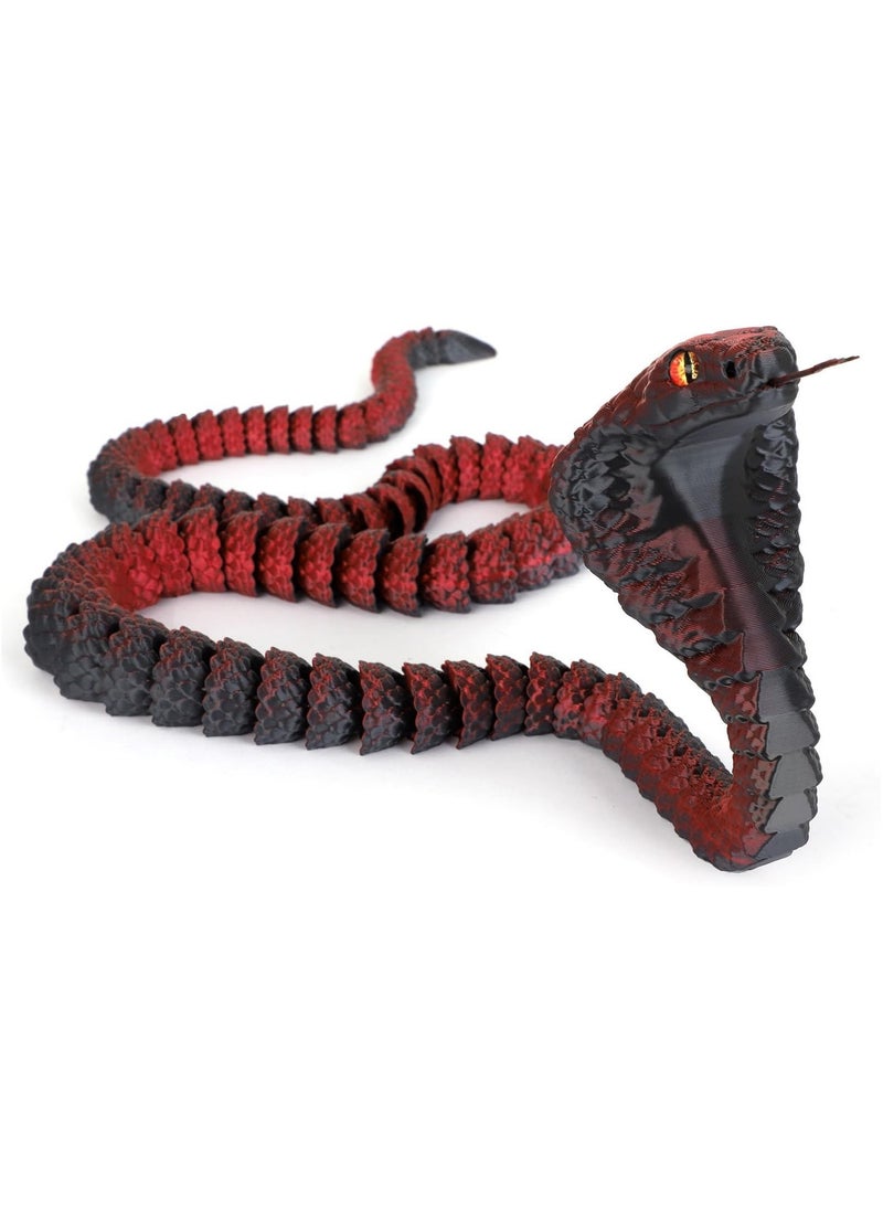 19 inch 3D Printed Snake Egg, 3D Printed Fidget Animals,3D Snake Flexible Joints Home Decor Executive Desk Toys,Home Office Decor Executive Desk Toys for Autism/ADHD (Black Red+Egg)  - Image 3