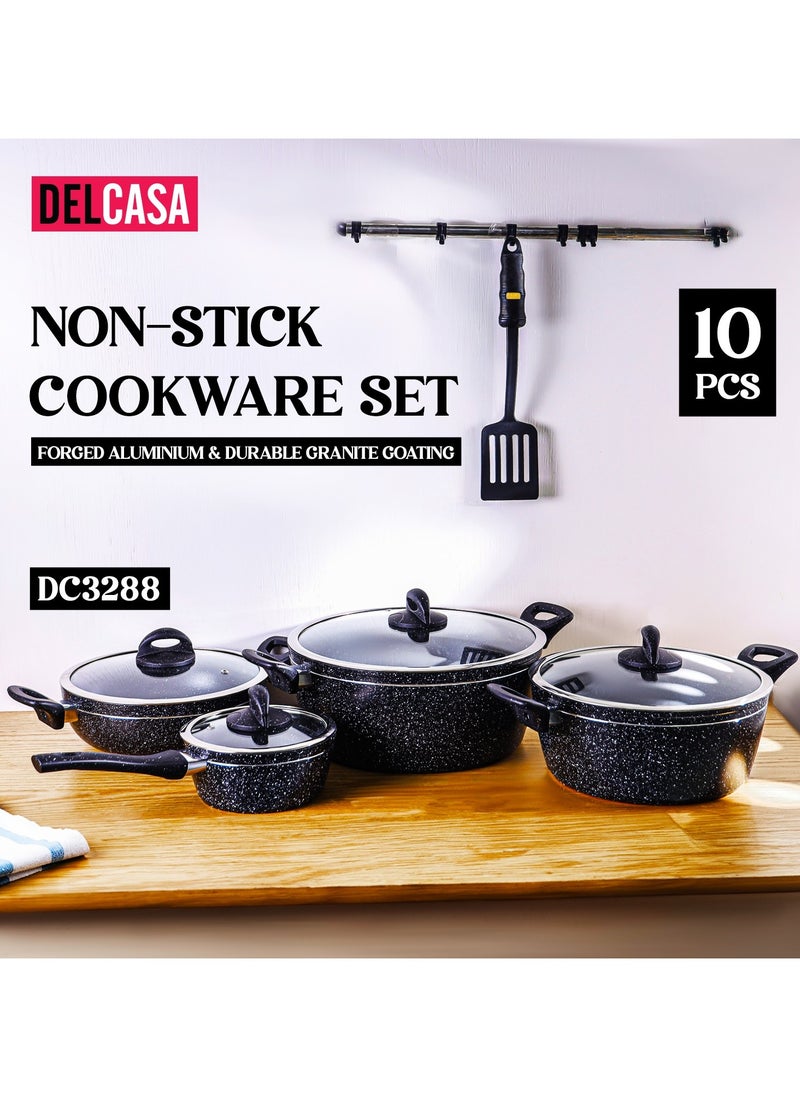 DELCASA Delcasa 10 pcs non stick Induction Cookware set Aluminum with granite coating with 5 Layer construction  - Image 4