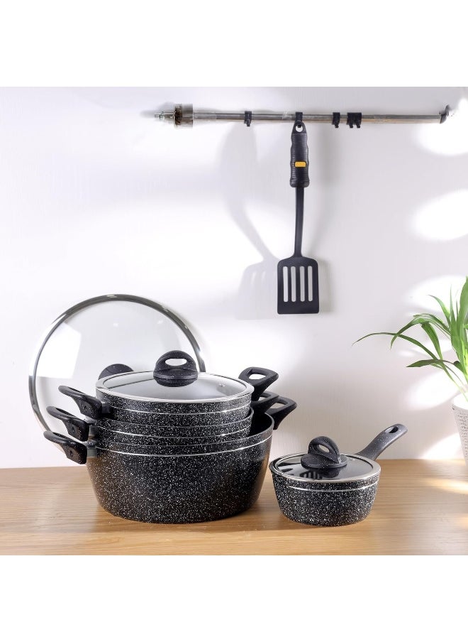 Delcasa 10 pcs non stick Induction Cookware set Aluminum with granite coating with 5 Layer construction