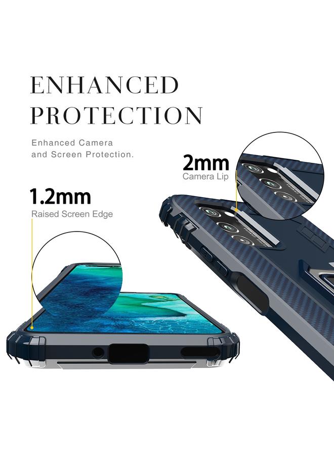 اس-توب جراب لهاتف Huawei P40 مصنوع من ألياف الكربون مع حامل حلقي دوار 360 درجة - Image 3