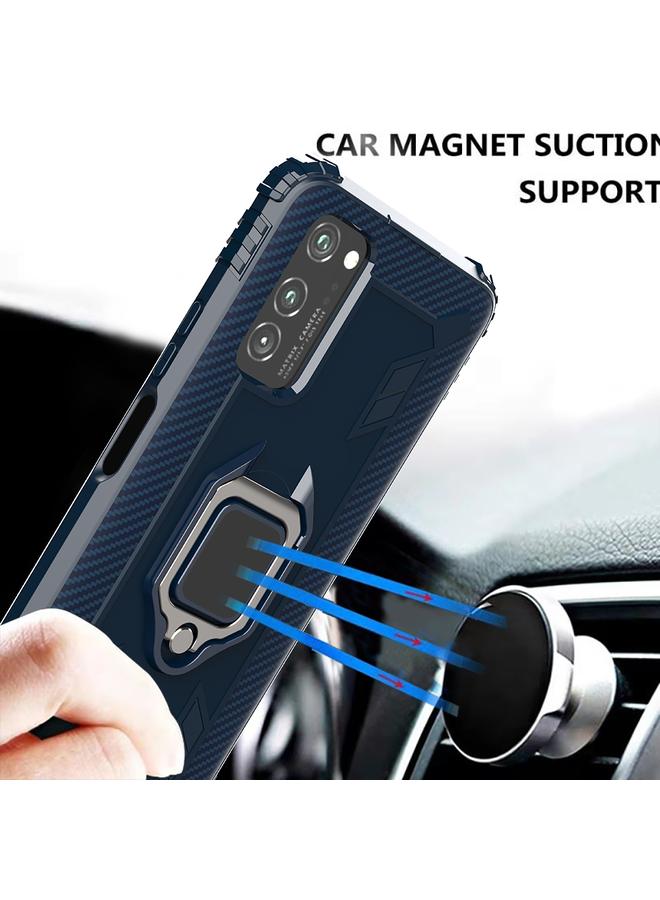 اس-توب جراب لهاتف Huawei P40 مصنوع من ألياف الكربون مع حامل حلقي دوار 360 درجة - Image 4