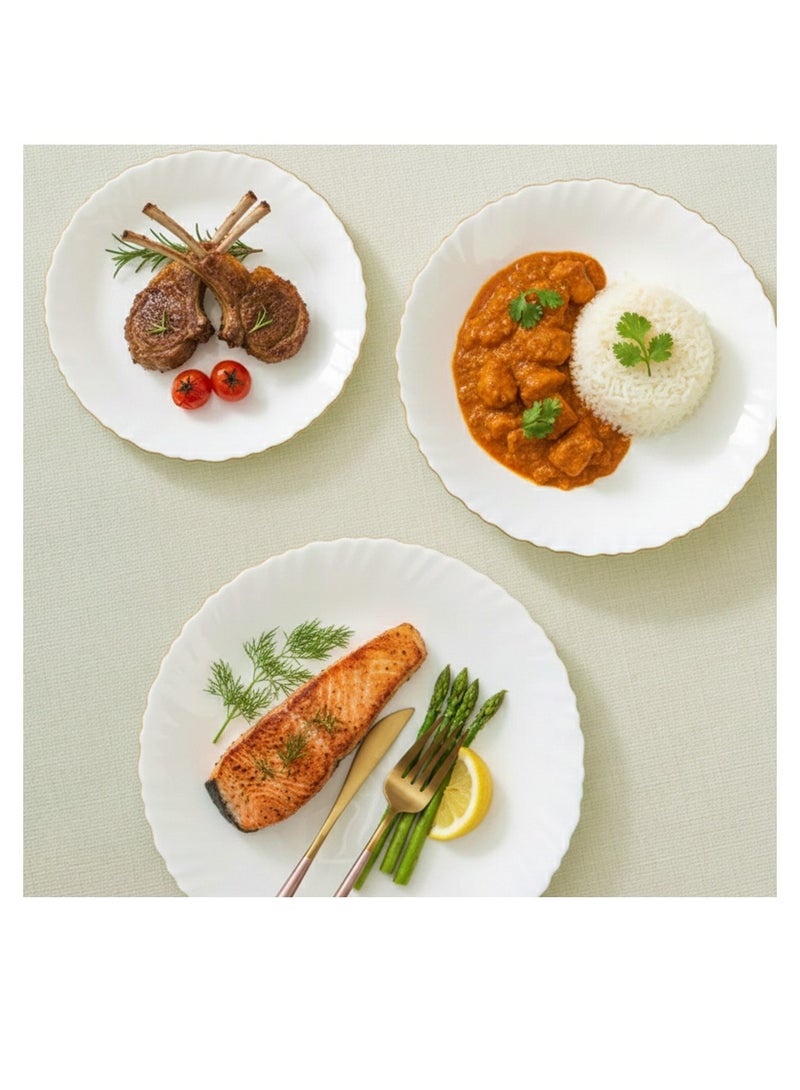 Houzi مجموعة عشاء هوزي 26 قطعة بخط ذهبي من الأوبال 6 × مجموعة عشاء 6 × طبق حلوى 6 × طبق شوربة 6 × وعاء 1 × وعاء تقديم 1 × طبق تقديم - Image 5