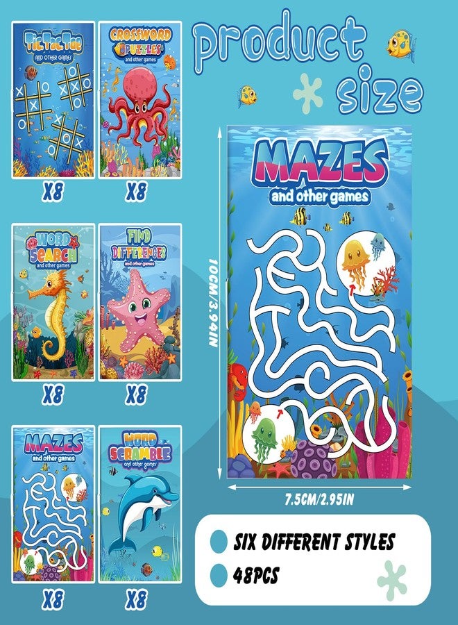 هونغداو مجموعة هونغداو من 48 كتابًا صغيرًا للأنشطة للأطفال، ألعاب صغيرة ممتعة، أنشطة مليئة بالتحديات، متاهات، البحث عن الكلمات، خلط الكلمات، إيجاد الاختلافات، وغيرها الكثير، مناسبة للحفلات، حقيبة هدايا للفصل الدراسي (حيوانات المحيط) - Image 2