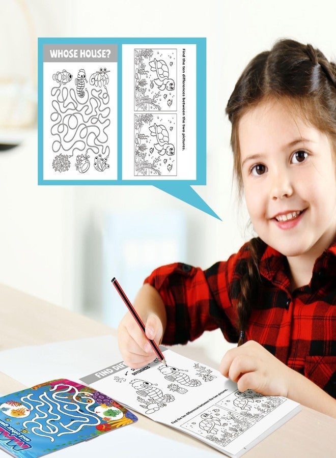 هونغداو مجموعة هونغداو من 48 كتابًا صغيرًا للأنشطة للأطفال، ألعاب صغيرة ممتعة، أنشطة مليئة بالتحديات، متاهات، البحث عن الكلمات، خلط الكلمات، إيجاد الاختلافات، وغيرها الكثير، مناسبة للحفلات، حقيبة هدايا للفصل الدراسي (حيوانات المحيط) - Image 5