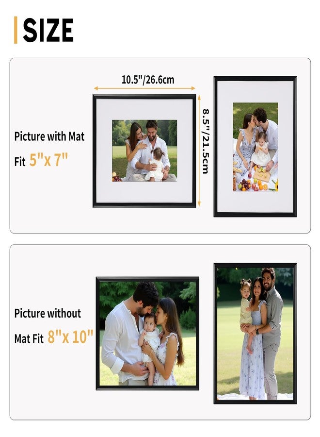 Edenseelake مجموعة إطارات صور إيدنسيلك 8x10، 6 قطع، إطارات صور سوداء متعددة الاستخدامات لصور 5x7 مع إطار داخلي أو 8x10 بدون إطار داخلي، إطار صور للمعرض للتعليق على الحائط أو وضعه على الطاولة - Image 2