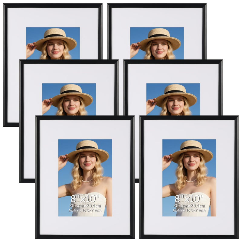Edenseelake مجموعة إطارات صور إيدنسيلك 8x10، 6 قطع، إطارات صور سوداء متعددة الاستخدامات لصور 5x7 مع إطار داخلي أو 8x10 بدون إطار داخلي، إطار صور للمعرض للتعليق على الحائط أو وضعه على الطاولة - Image 1
