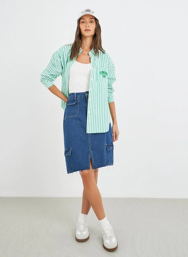 Styli Styli Striped Spread Collar Oversized Shirt