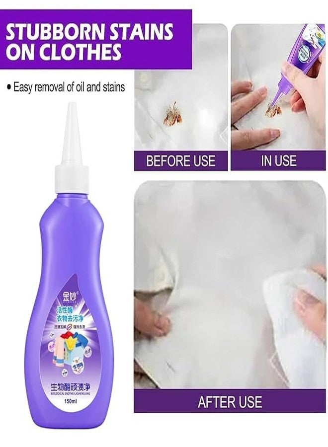 Bitrexup Stain Remover, Active Enzyme Laundry Stain Remover Purple Bottle, Active Enzyme Laundry Stain Remover, Garment Stubborn Stain Cleaner Oil Remover, Clothes Oil Stain Remover (150 ml) - Image 3