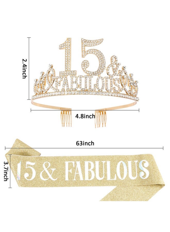 Hapdoo 15Th Birthday Decorations 15Th Birthday Sash And Tiara For Women Happy 15Th Birthday Decorations For Women 15 And Fabulous Birthday Decorations 15 Birthday Decorations Birthday Crown For Women - Image 3