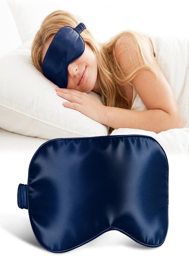 ZLYC 100% Mulberry Silk Sleep Mask Pressure-Free Eye Cover Soft Light Blocking Blindfold for Travel & Nap, Solid Navy - Image 1
