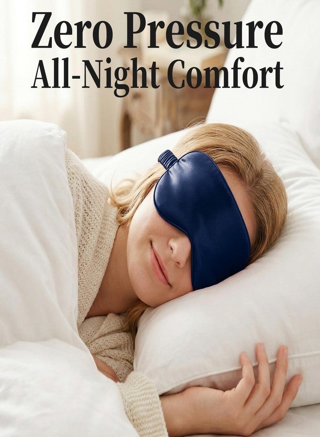 ZLYC 100% Mulberry Silk Sleep Mask Pressure-Free Eye Cover Soft Light Blocking Blindfold for Travel & Nap, Solid Navy - Image 2