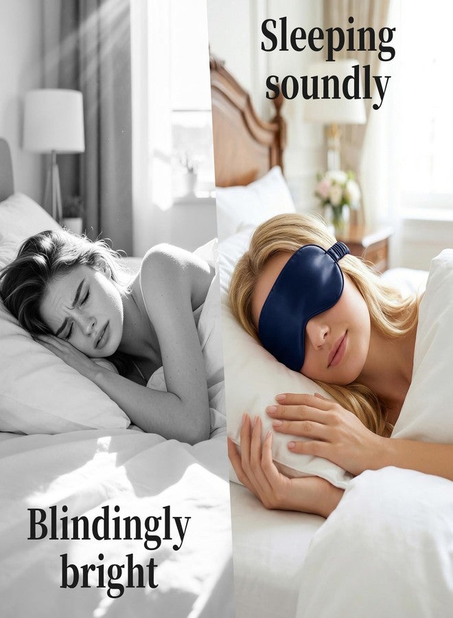 ZLYC 100% Mulberry Silk Sleep Mask Pressure-Free Eye Cover Soft Light Blocking Blindfold for Travel & Nap, Solid Navy - Image 4
