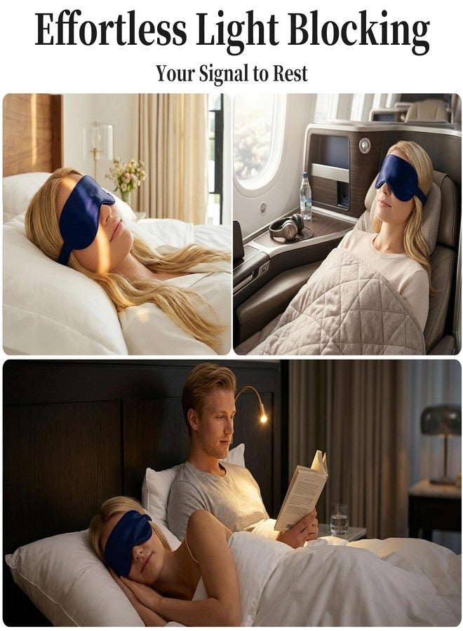 ZLYC 100% Mulberry Silk Sleep Mask Pressure-Free Eye Cover Soft Light Blocking Blindfold for Travel & Nap, Solid Navy - Image 5