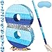 PCFING 20 Inch Number 8 Piata Blue Silver with 30 Inch Piata Stick Blindfold Confetti for Boys Girls Adults Birthday Party Decorations Anniversary Celebration Fiesta - Image 2