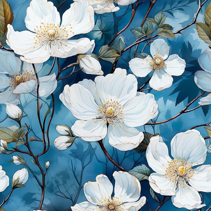 VINTAGE BLUEWHITE CHERRY BLOSSOM FLOWERS PLANTS TREE PEEL AND STICK WALLPAPER STICK ON CONTACT PAPER VINTAGE WALL PAPER EASY PEEL OFF FOR NIGHTSTAND DRAWER CABINET RENTER