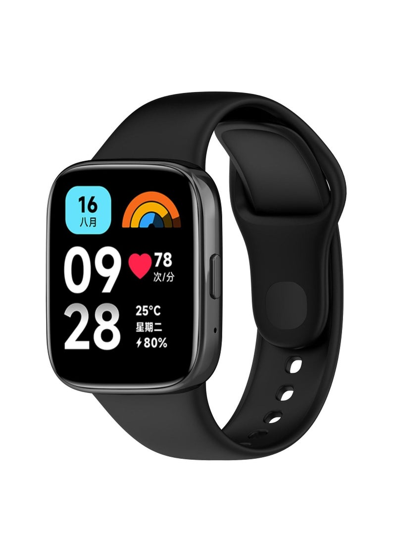 Replacement Band Compatible with Redmi Watch 3 Lite/3 Active Silicone Wrist Watch Strap Bracelet Band Soft And Durable(Black)  - Image 1