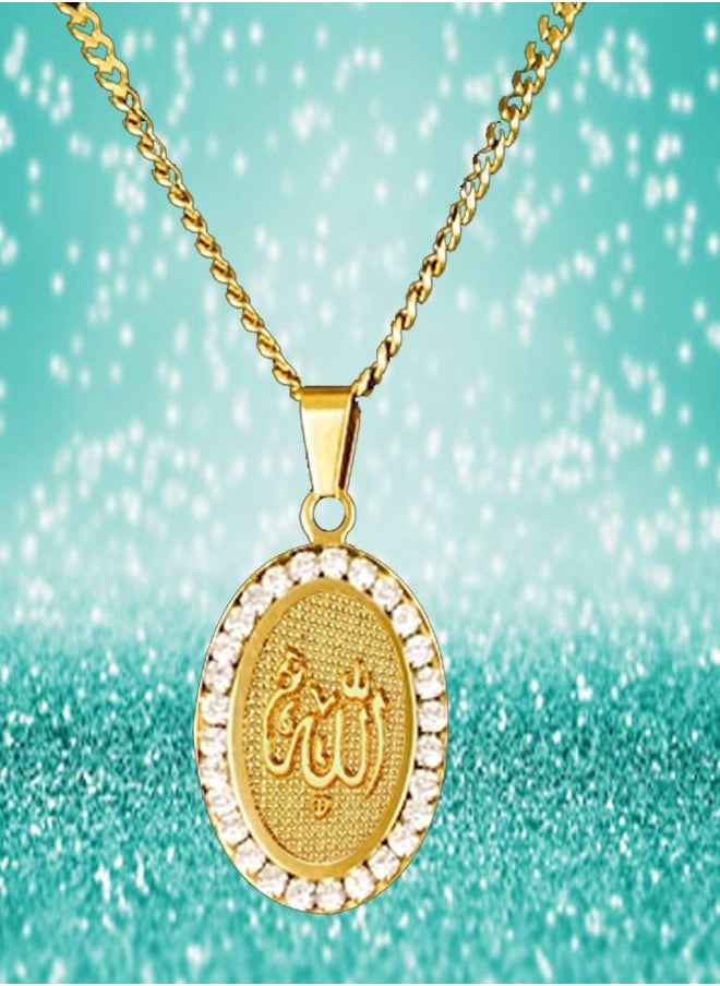 DubaiGallery Fashion Jewelry Highly craftsmanship Allah Pendant Necklace Chain for Men Middle East Arab Jewelry Women Men Muslim Islam Item  - Image 3