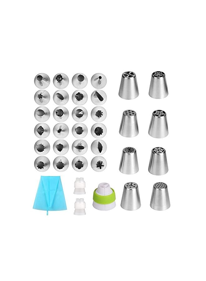 Raxoom Decorating Tools Kit, Aluminum Stainless Steel Turntable With 124 Pcs Of Accessories Cake Supplies, Baking Spatula, Cutter, Icing Tips, Nozzles, Piping Bags Knife For Beginners & Professional - Image 3