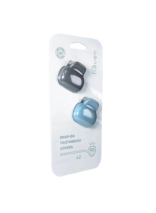 HAVEN Haven Toothbrush Cover - Fits Electronic and Manual Toothbrushes - Toothbrush Case Holder for Travel - Set of Two Tooth Brush Cap Protectors (Blue and Charcoal Gray) - Image 4