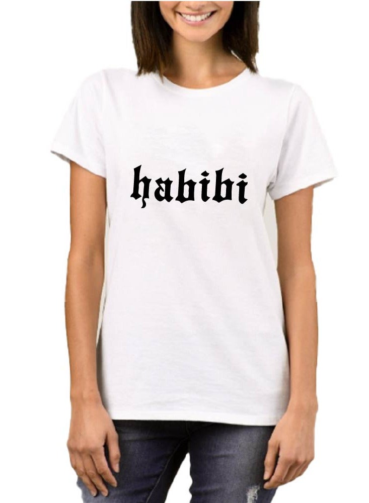 PRINTSHOP4ME Women's Habibi Dubai Cotton T-Shirt - Habibi come to Dubai T-Shirt for Women's - Round Neck Short Sleeve Habibi Women's T-Shirt - Habibi Dubai Themed  - Image 1