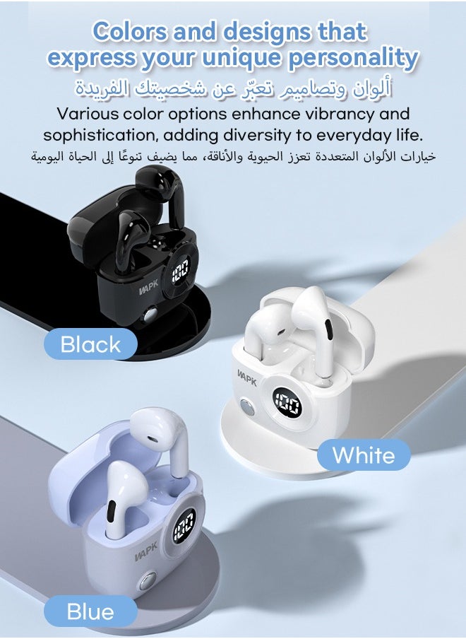 WAPIK Korean Brand R6 True Wireless Earbuds Bluetooth 5.4, 40H Playtime, 10Min Fast Charge, ENC 4-Mic Clear Calls, Touch Control, IPX5 Waterproof, Immersive Sound, Lightweight In-Ear Headphones  - Image 3