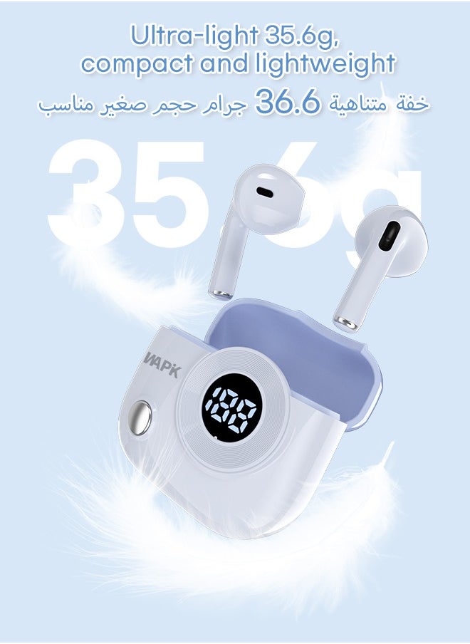 WAPIK Korean Brand R6 True Wireless Earbuds Bluetooth 5.4, 40H Playtime, 10Min Fast Charge, ENC 4-Mic Clear Calls, Touch Control, IPX5 Waterproof, Immersive Sound, Lightweight In-Ear Headphones  - Image 4