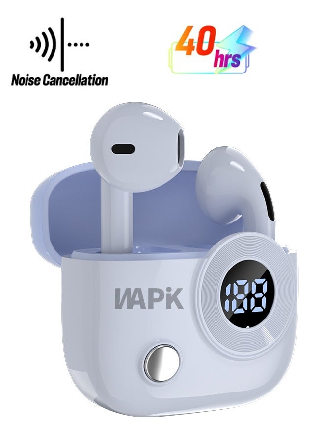 WAPIK Korean Brand R6 True Wireless Earbuds Bluetooth 5.4, 40H Playtime, 10Min Fast Charge, ENC 4-Mic Clear Calls, Touch Control, IPX5 Waterproof, Immersive Sound, Lightweight In-Ear Headphones - Image 1