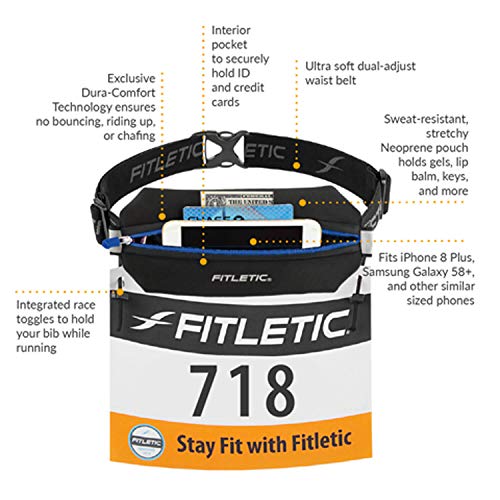 Fitletic Neo Race Belt, Black | Unique No Bounce Design for Marathon, Triathlon, Trail, 5k, 10k | Running Belt | N01R-01 - Image 5