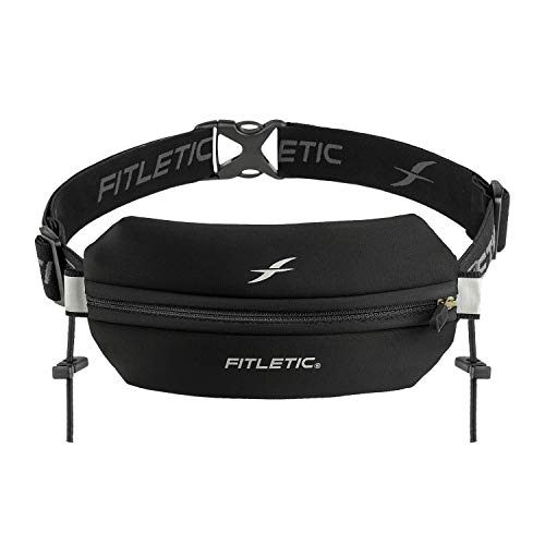 Fitletic Neo Race Belt, Black | Unique No Bounce Design for Marathon, Triathlon, Trail, 5k, 10k | Running Belt | N01R-01 - Image 1