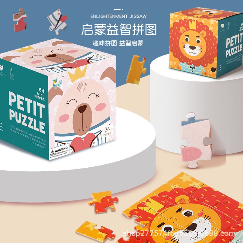 Mini 24-Piece Paper Puzzle Children'S Educational Early Education Toy Kindergarten Hand Gift 3-Year-Old English Package - Image 2