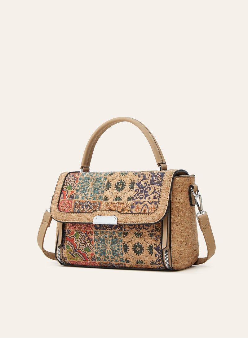 Ladies Printed Square Handbag, Retro National Style Shoulder Crossbody Bag - Image 1