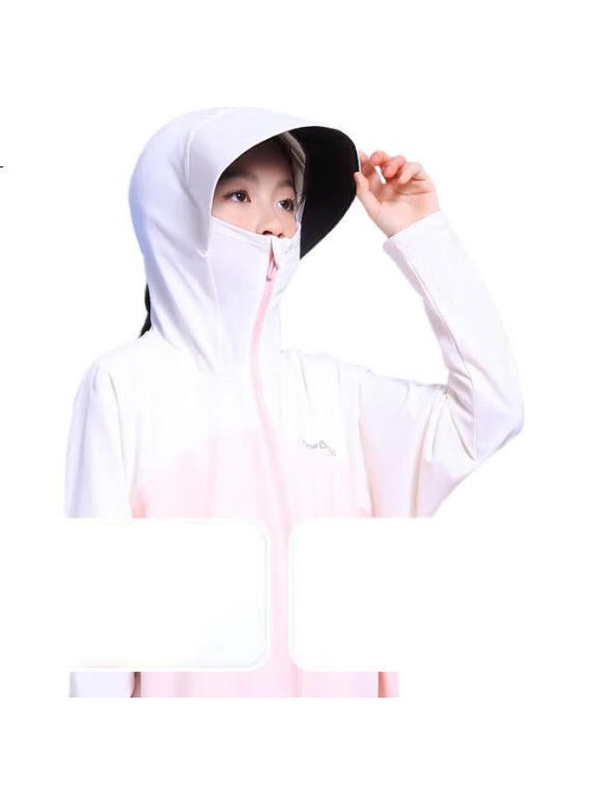 Yuzhaolin Children'S Sun Protection Clothing, Boys And Girls Outdoor Skin Coat, Baby Ice Silk Sun Protection Garment, White And Green, Size 130 - Image 1