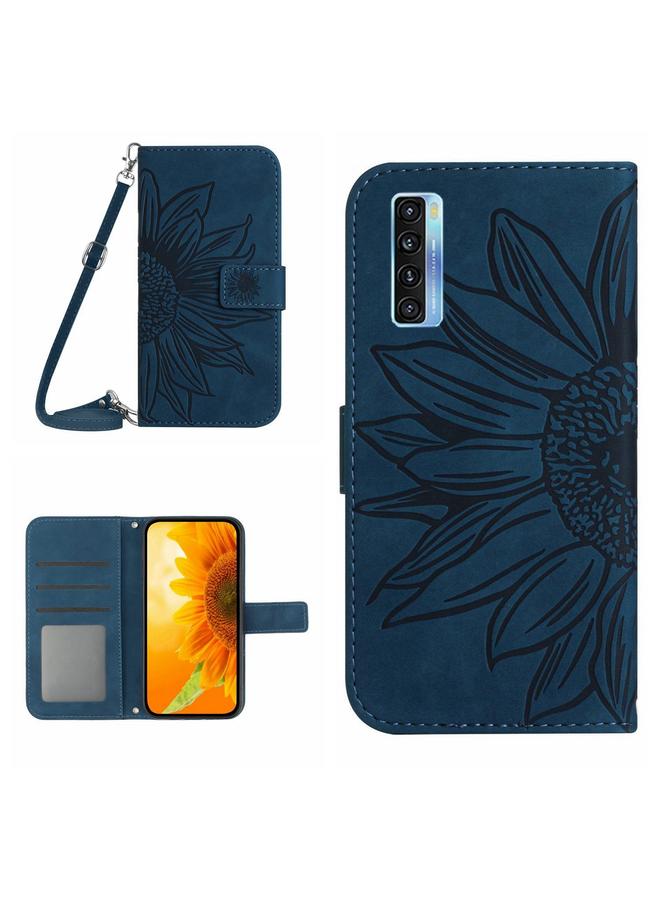 إيروريكس جراب لهاتف TCL 20S / 20 5G / 20L / 20L+ جراب هاتف جلدي قلاب بنقشة زهرة الشمس مع حبل - Image 1