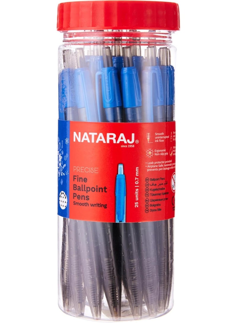 ناتاراج أقلام ناتاراج بريسايز ذات رأس كروي دقيق - عبوة من 25 قلمًا، حبر أزرق، كتابة سلسة ودقيقة - Image 2