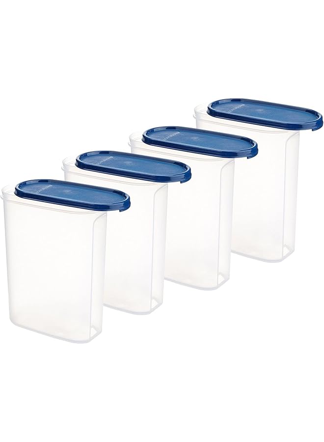 Signoraware 2.3 Litres Oval Modular Multi Purpose Plastic Containers Set Of 4 With Lid For Kitchen S - Image 1