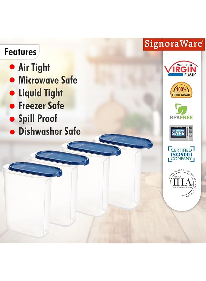 Signoraware 2.3 Litres Oval Modular Multi Purpose Plastic Containers Set Of 4 With Lid For Kitchen S - Image 4
