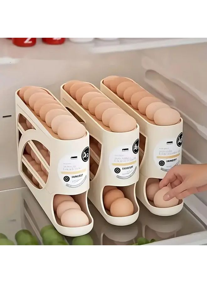 White Automatic Gravity Fed Refrigerator Egg Holder Dispenser Stackable Storage Rack - Image 2
