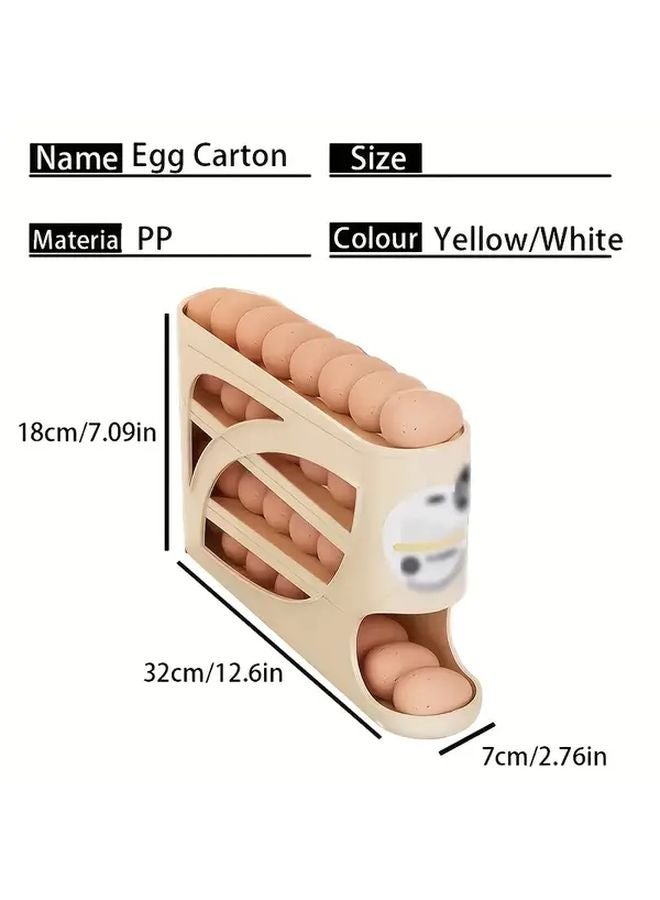 White Automatic Gravity Fed Refrigerator Egg Holder Dispenser Stackable Storage Rack - Image 3