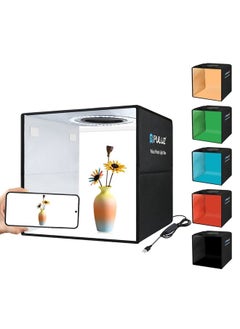[US Warehouse] PULUZ 30cm Folding  High 97 CRI Ring Light Photo Lighting Studio Shooting Tent Box Kit with 6 Colors Backdrops (Black, White, Orange, Red, Green, Blue), Unfold Size: 30cm x 30cm x 30cm(Black)