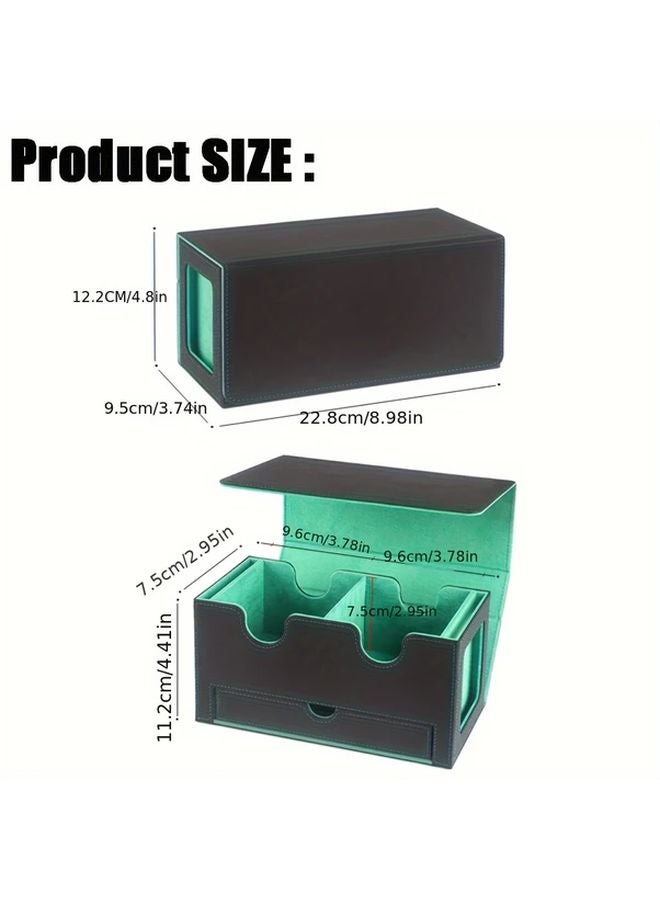 Premium Luxury Dark Green Faux MTG Card Box Magnetic Closure Deck Tray Accessory Drawer - Image 4