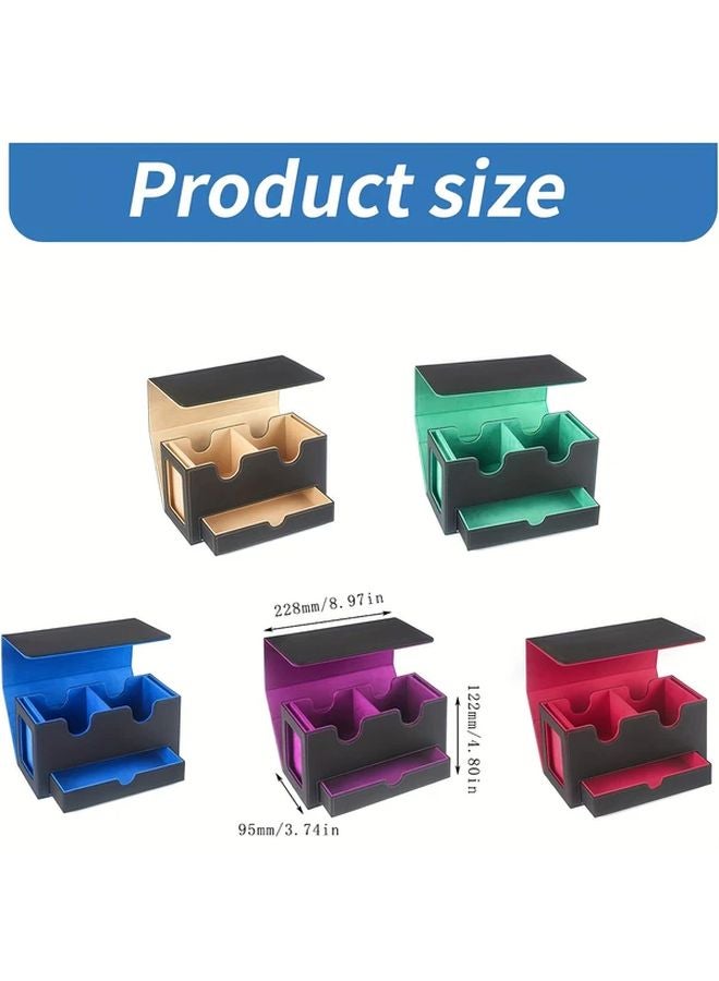 Premium Luxury Dark Green Faux MTG Card Box Magnetic Closure Deck Tray Accessory Drawer - Image 3
