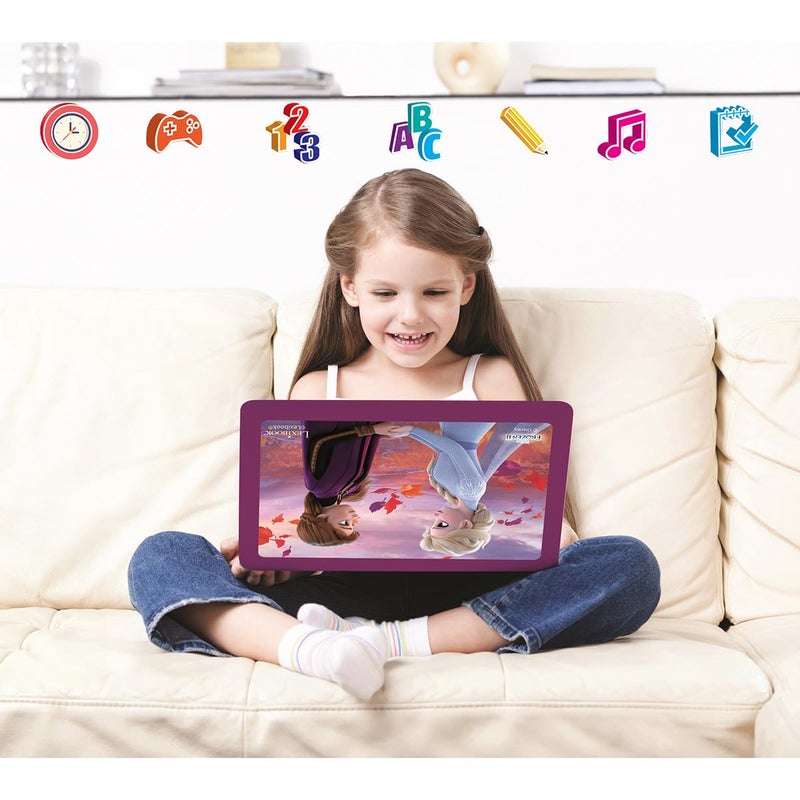 LEXiBOOK Disney Frozen 2 - Educational and Bilingual Laptop Spanish/English - Girls Toy with 124 Activities to Learn, Play Games and Music with Elsa & Anna - Blue/Purple, JC598FZi2 - Image 5